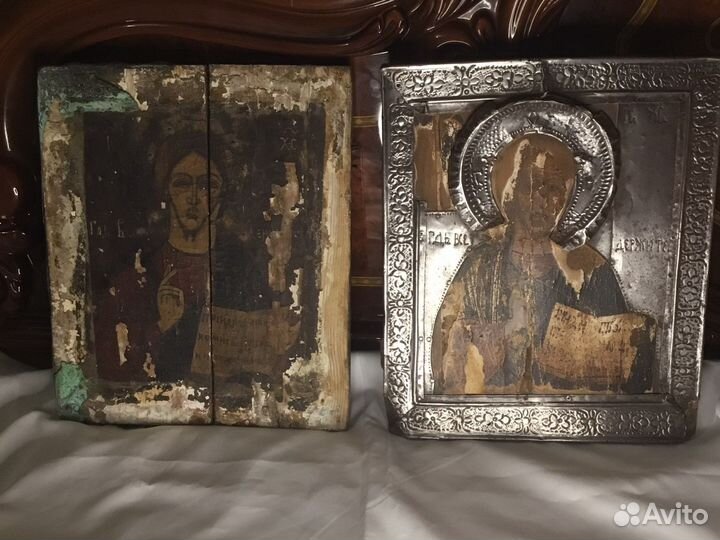 Старинные иконы оклад Вседержитель