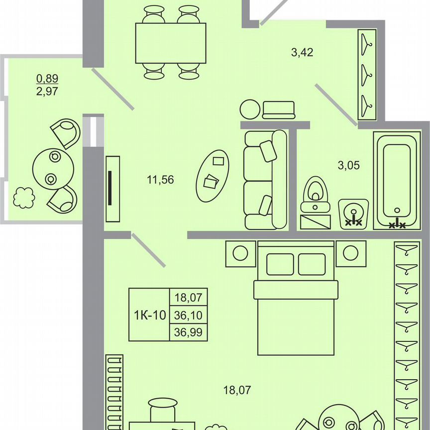 1-к. квартира, 37 м², 7/17 эт.