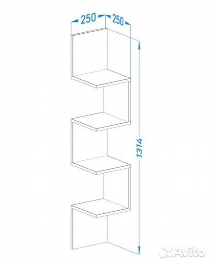 Полка настенная навесная угловая открытая