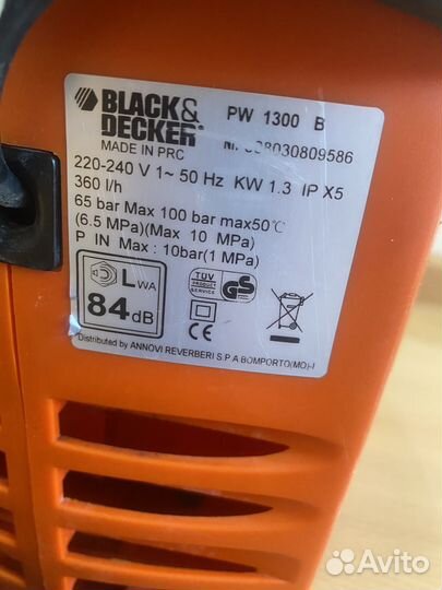 Мойка высокого давления black&decker pw 1300