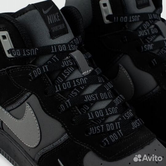 Nike Air Force 1 Mid Black / Grey with Fur