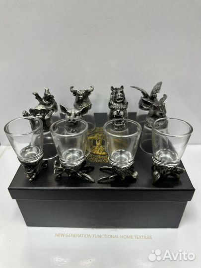 Стопки рюмки перевертыши темное серебро