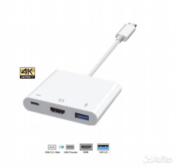 Адаптер type-C to hdmi USB 4k