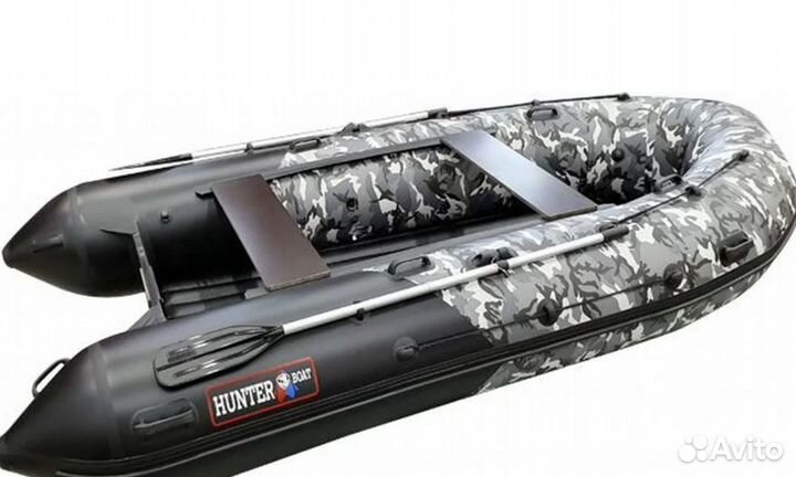 Лодка пвх Хантер 350 про серый кмф