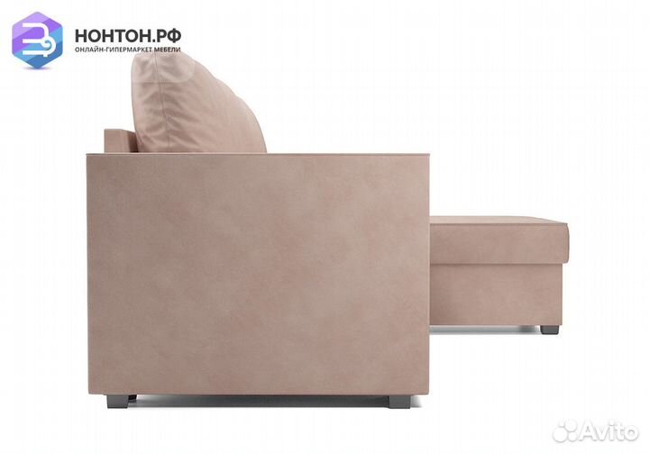 Угловой диван дельфин Рим микровелюр бежевый