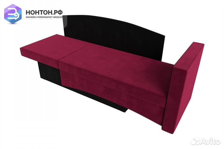 Кушетка выкатная Чарли микровельвет красный / черн