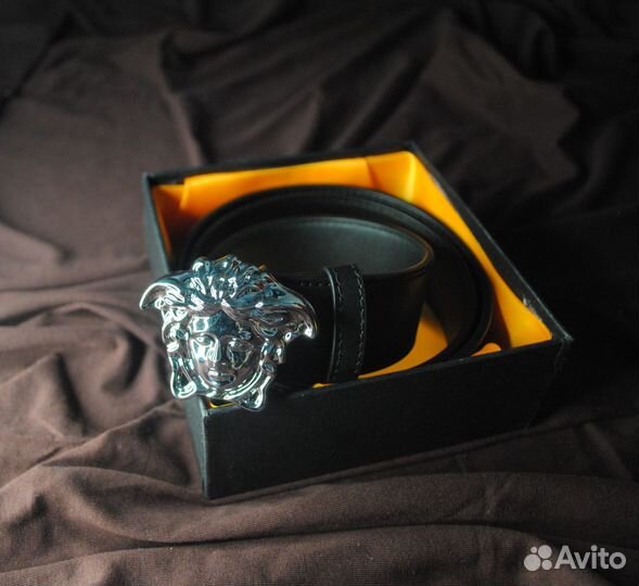 Кожаный мужской ремень versace С пряжкой LA medusa