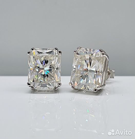Пусеты с бриллиантами (муассанитами) 8ct радиант