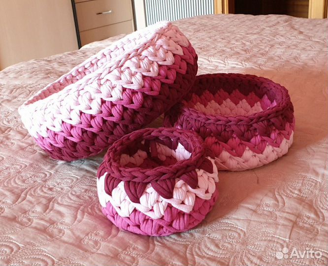 Трикотажные корзинки ручной работы