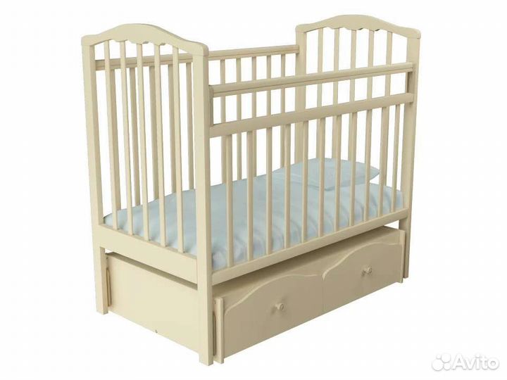 Детская кроватка Б/У с маятником и 2 ящика