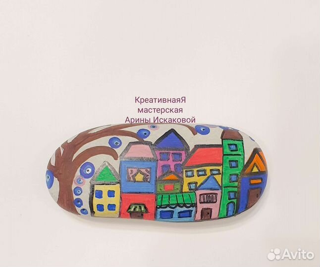 Картина на морской гальке, подарок, сувенир