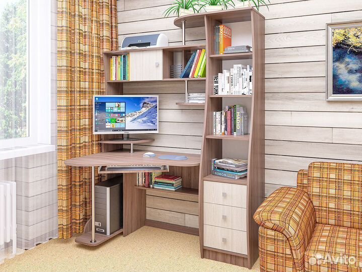 Стол угловой с надстройкой и ящиками ск-34