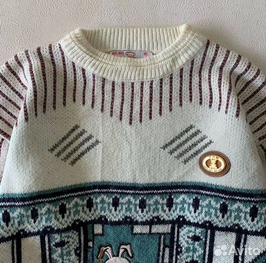 Винтажный свитер с рисунком 90 винтаж