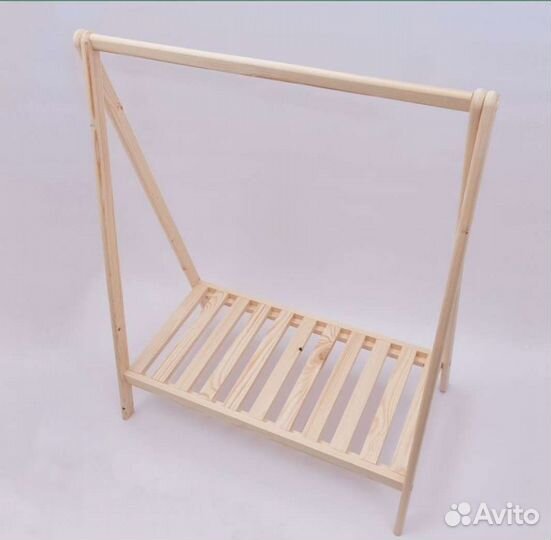 Вешалка для одежды напольная деревянная рейл