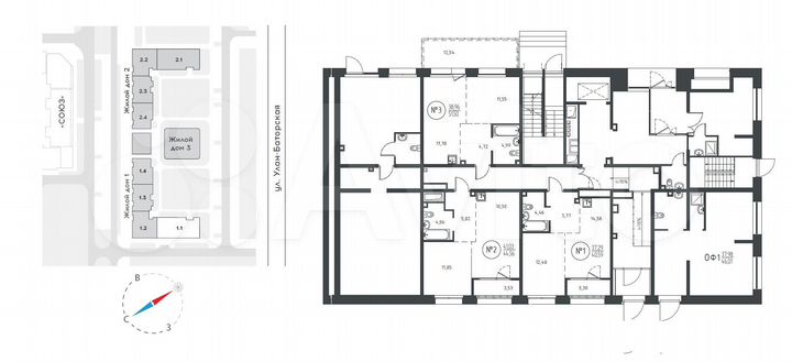 1-к. квартира, 51,5 м², 1/10 эт.
