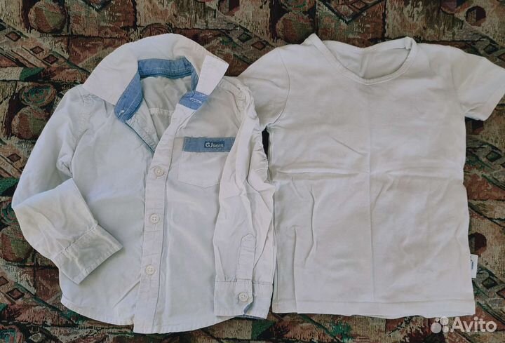 Вещи пакетом: рубашка,футболка,чешки