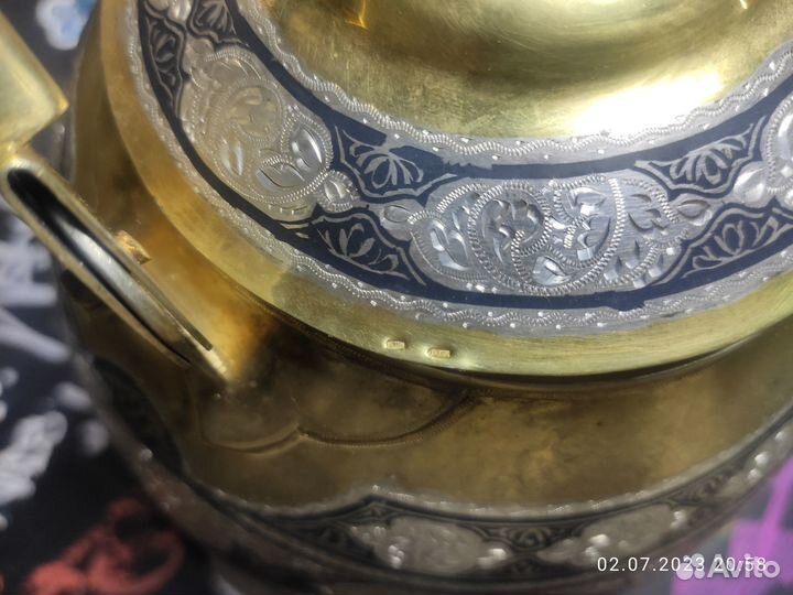 Кувшин серебро 875 проба, позолота