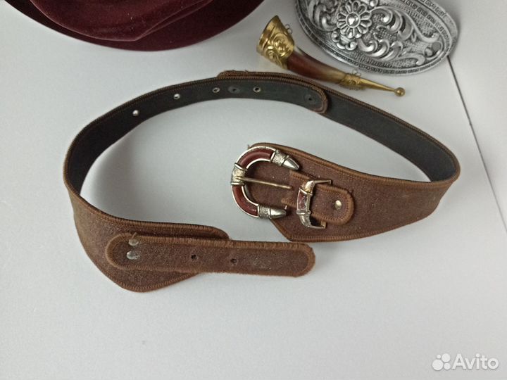 Ремень унисекс фигурный ретро на подкладке