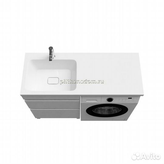 Тумба с умывальником напольная для стиральной машины с ящиками, 120 см, левая, белая, Iddis Optima H