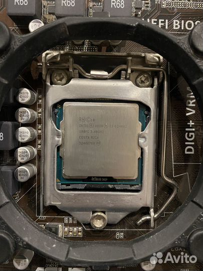Материнская плата+проц e3 1240v2+ddr3 12гб+кулер