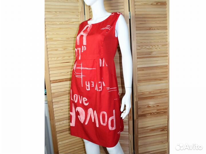 Красное платье в стиле гранж 46-48 Италия