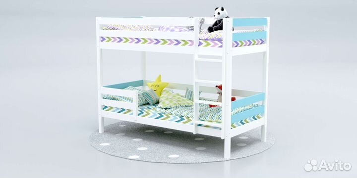 Двухярусная детская кровать без острых углов