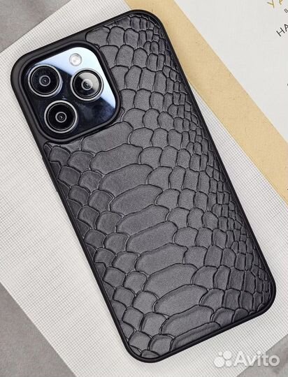 Чехол на iPhone 13 pro max кожаный питон змея