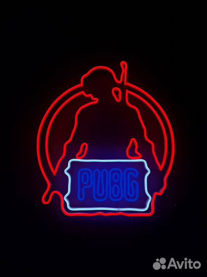Неоновая вывеска pubg