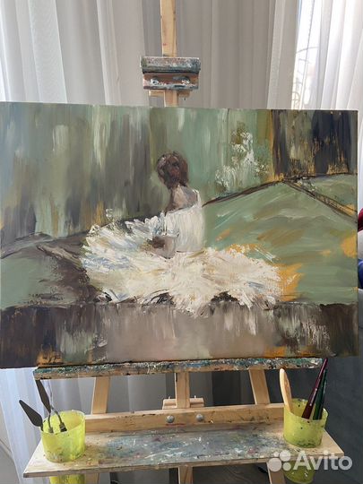 Картина маслом на холсте Балерина в белом