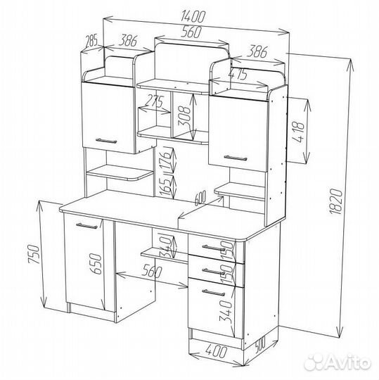 Стол компьютерный прямой