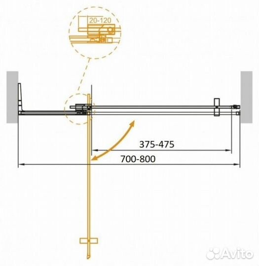 Душевая дверь Cezares slider-B-1-70/80-grigio-boro