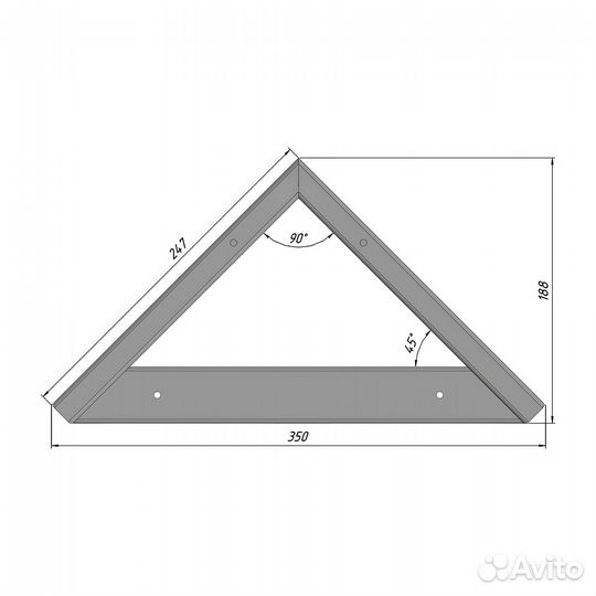 Подстолье опора для журнального столика 325 350 40х20 треугольное металлическое барное черное Лофт