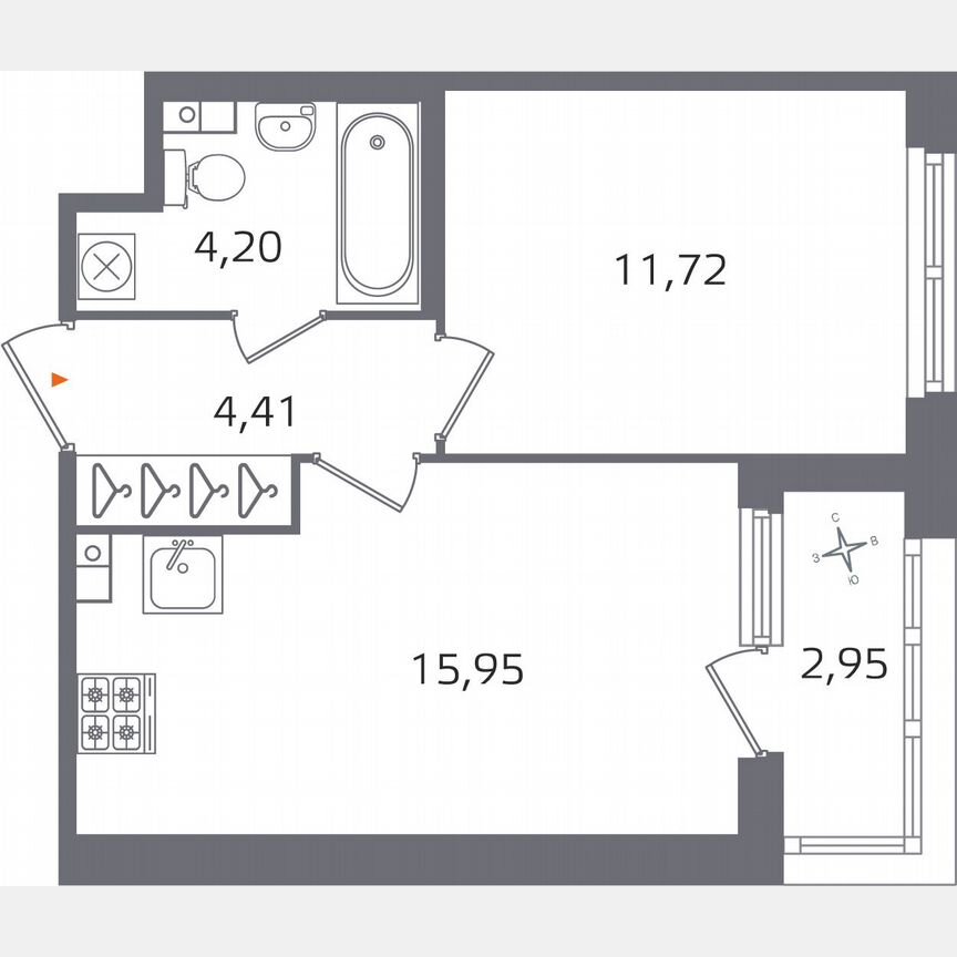 1-к. квартира, 37,8 м², 3/17 эт.