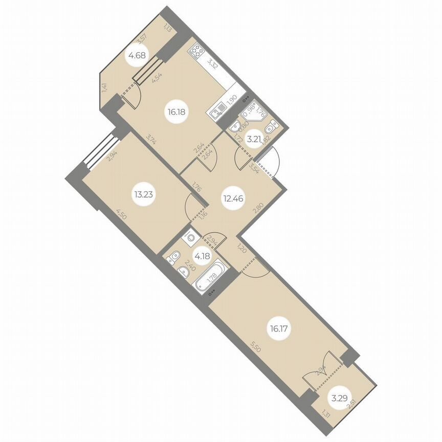2-к. квартира, 69 м², 3/20 эт.