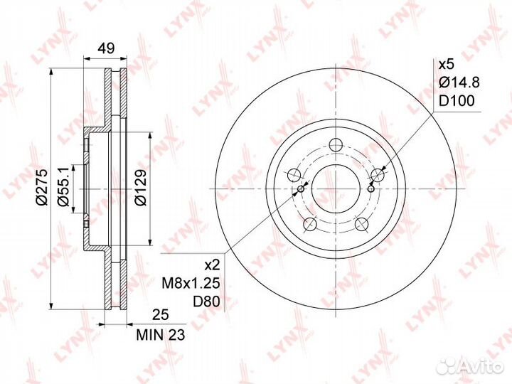 Диск тормозной передний (275x25) toyota Allion/Pre