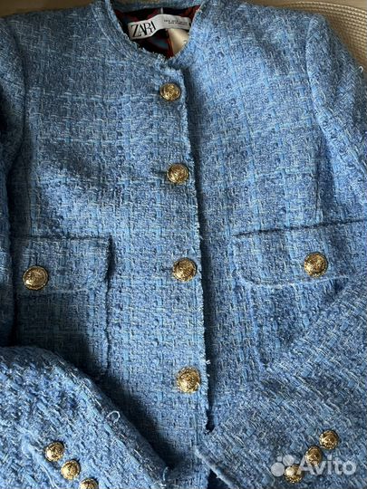 Жакет пиджак блейзер Zara твидовый S