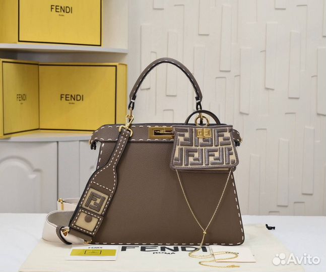 Женская сумка fendi 2в1 натуральная кожа