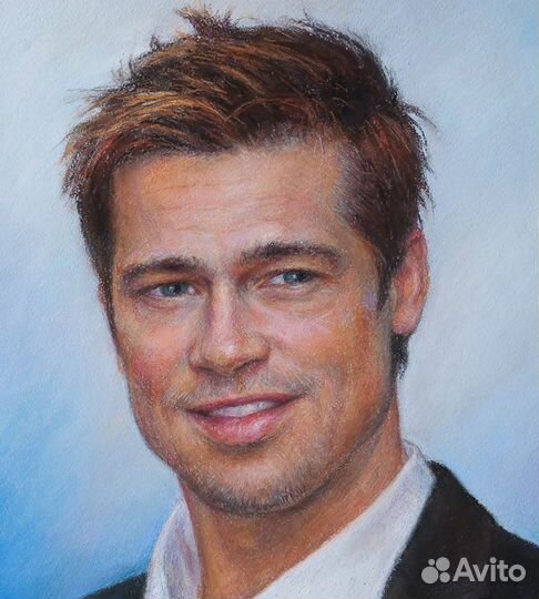 Портрет пастелью Брэда Пита по фото