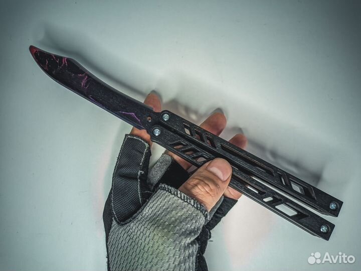 Деревянный нож бабочка Universe Standoff