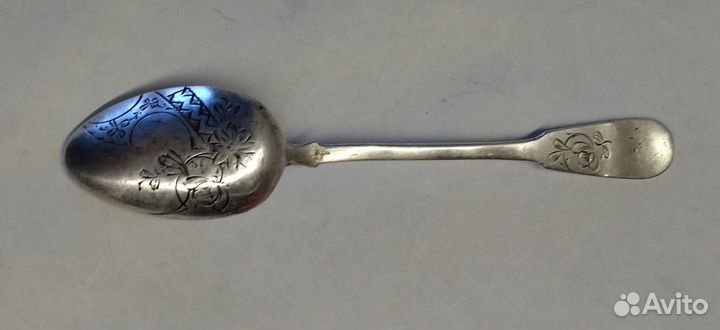 Ложка чайная серебро 84 проба штихельный рисунок ц