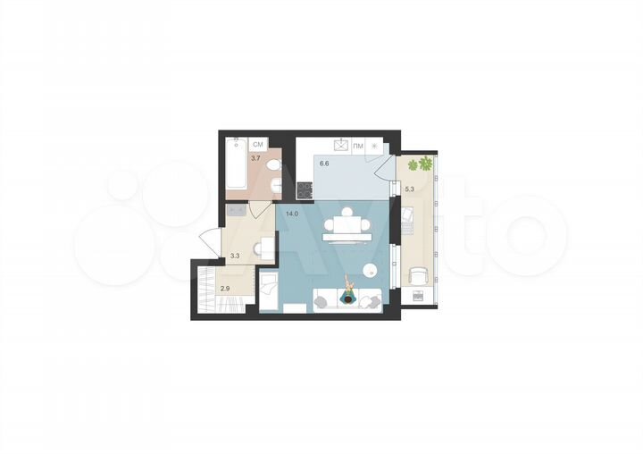 Квартира-студия, 32,1 м², 8/16 эт.