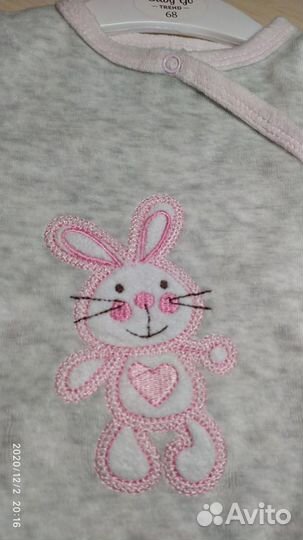 Комбинезон 68(6 мес)велюр, хлопок 100%