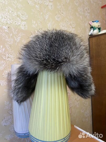 Шапка ушанка из натурального меха и кожи