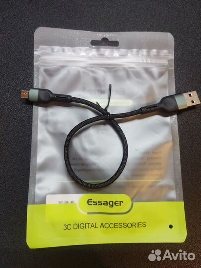 Кабель Essager USB - micro USB черный 0.25 м