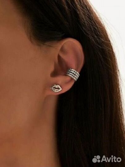 Серьги каффы серебро