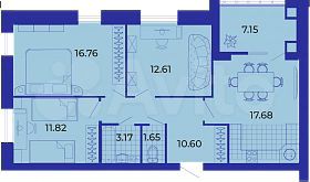 3-к. квартира, 81,4 м², 9/9 эт.