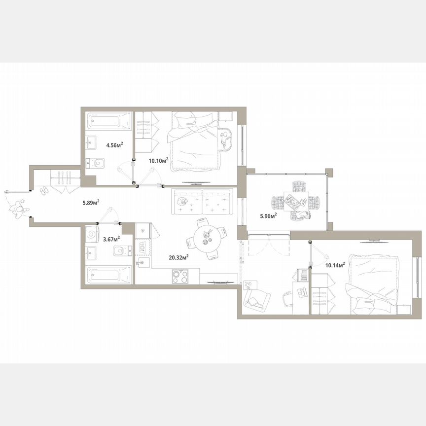 2-к. квартира, 57,7 м², 8/12 эт.