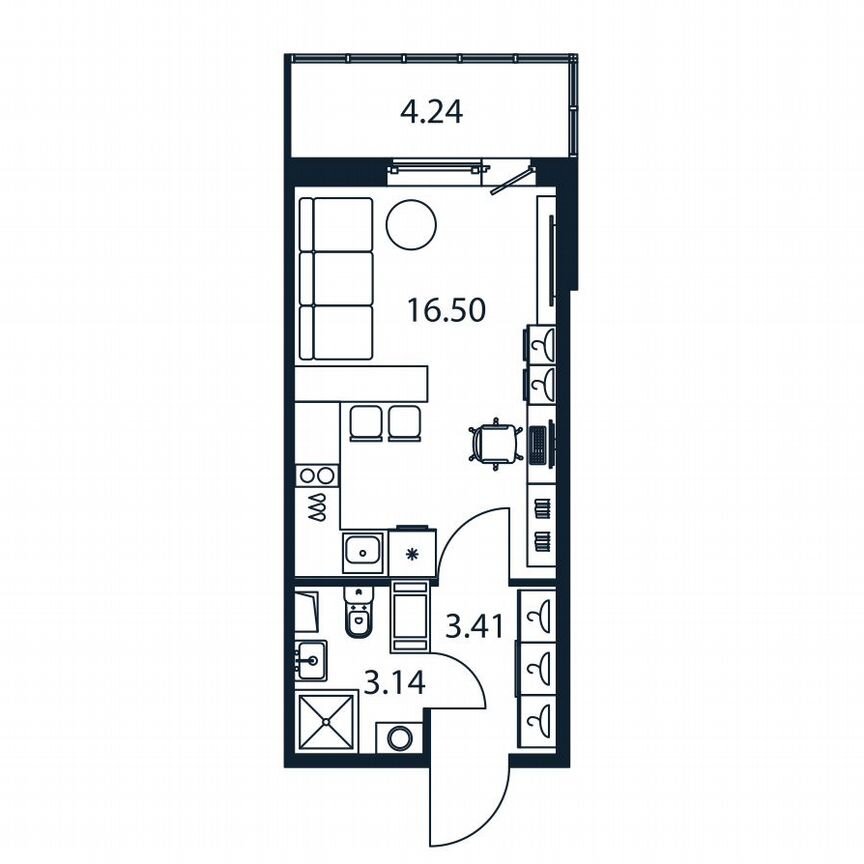 Квартира-студия, 24,3 м², 6/12 эт.