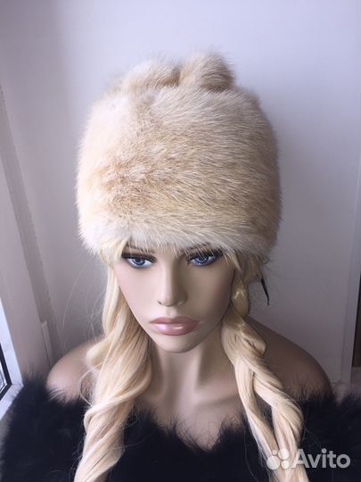 Шапка норка бежевая
