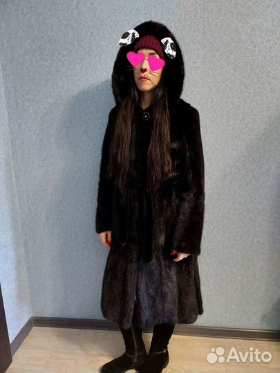 Шуба норковая классика 105см длина. 42-46
